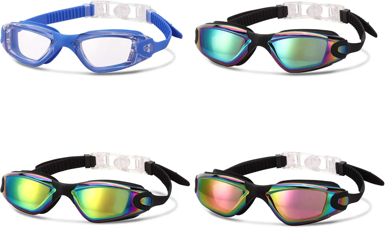 4 Pack Kids Swim Goggles Ages 6-14 UV Protection Anti Fog No Leaking Pool Swimming Goggles for Boys Girls Youth