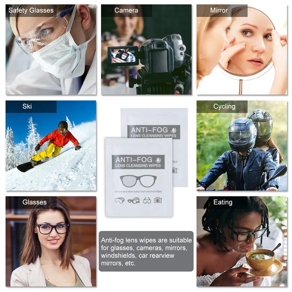 Alibeiss Anti Fog Wipes for Glasses Pre-Moistened Anti-Fog len Wipes,6" X 5", Pack of 60 6x5 Inch (Pack of 60)