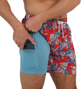 Arcweg Mens Swimming Trunks 2 in 1 with Boxer Liner 5.5" Quick Dry Swimwear Bathing Suit Swim Shorts with Zipper Pockets