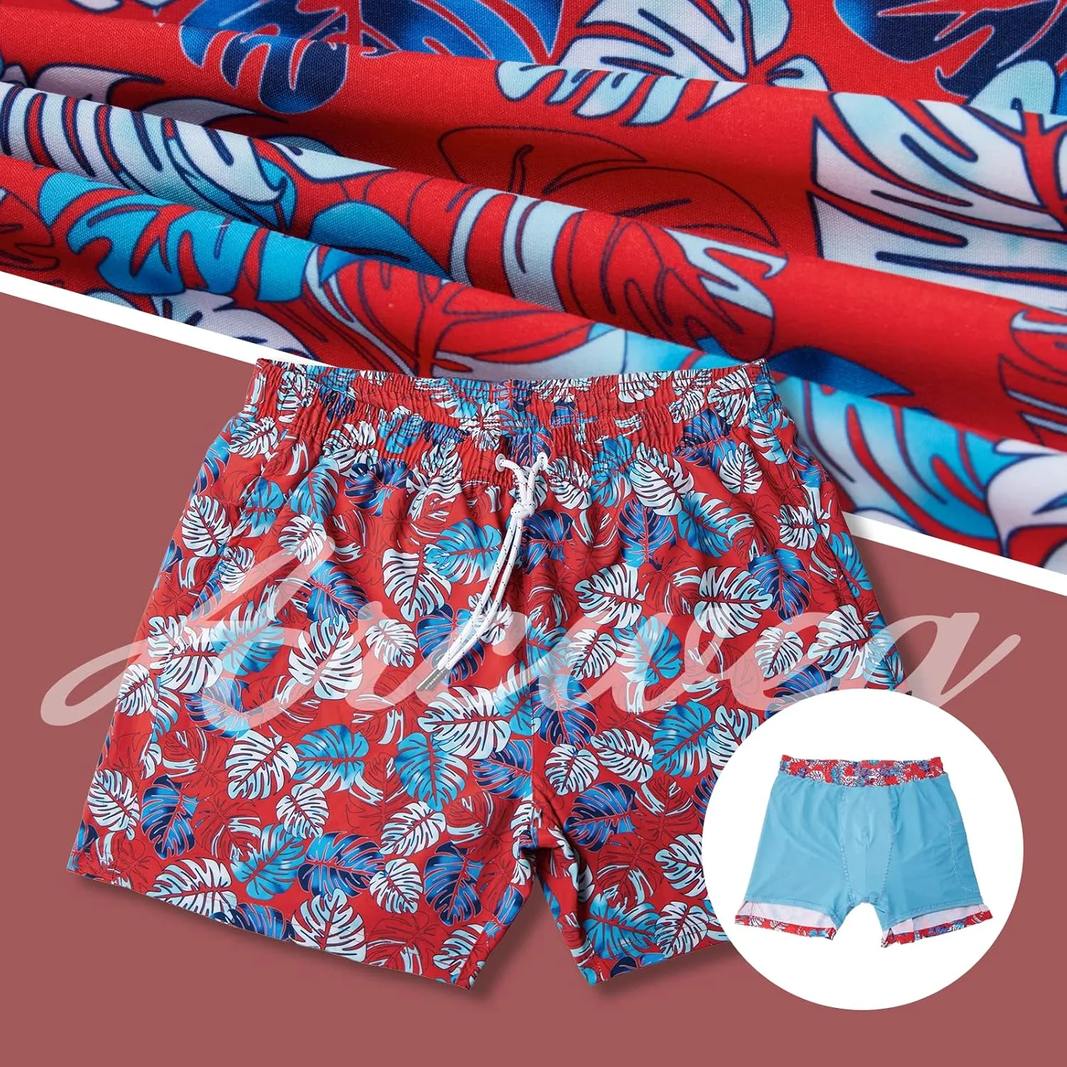 Arcweg Mens Swimming Trunks 2 in 1 with Boxer Liner 5.5" Quick Dry Swimwear Bathing Suit Swim Shorts with Zipper Pockets