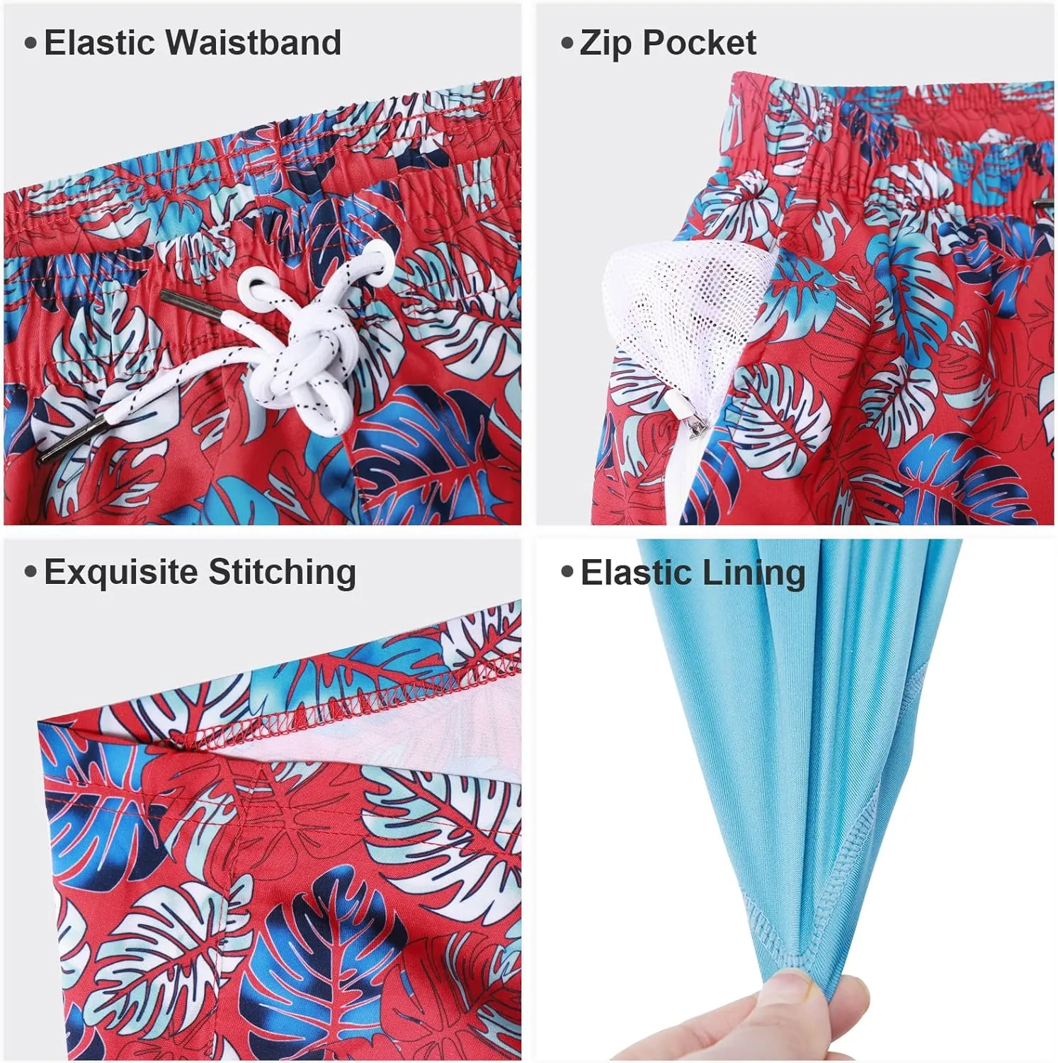 Arcweg Mens Swimming Trunks 2 in 1 with Boxer Liner 5.5" Quick Dry Swimwear Bathing Suit Swim Shorts with Zipper Pockets