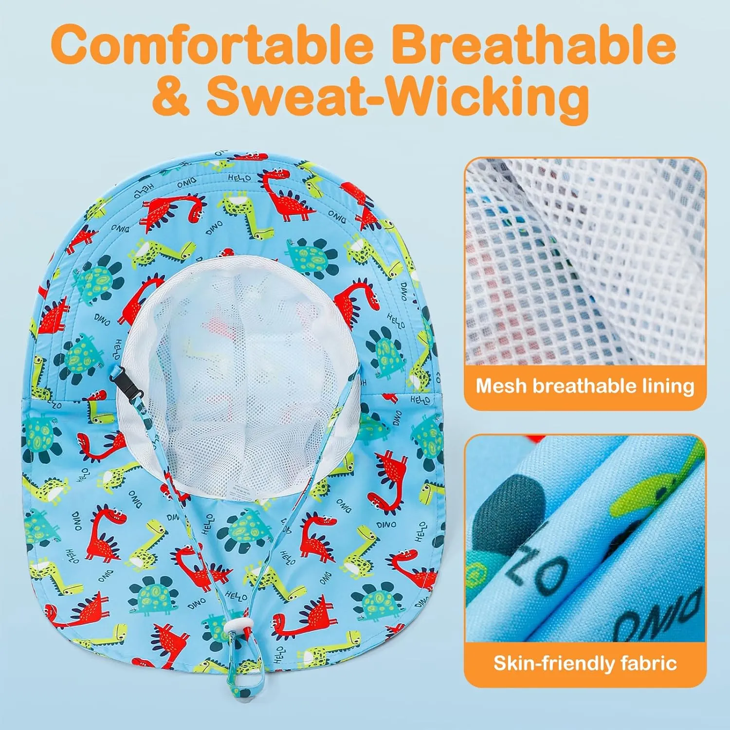 Baby Sun Hat UPF 50  Mesh Liner Toddler Bucket Hats with Wide Brim Neck Flap for Outdoor Beach Swim