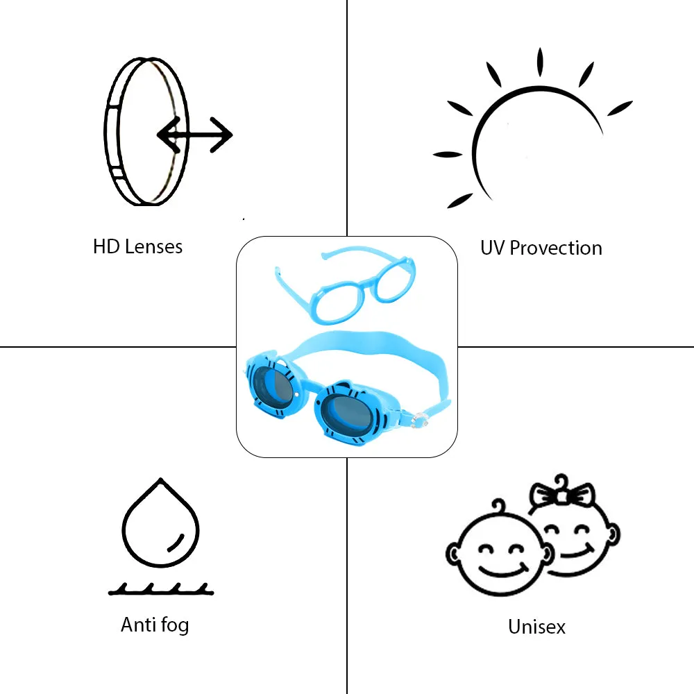 Blue Fish Dual Glass Frame Sun Protection & Swimming Goggles For Kids, UV Protected And Anti Fog