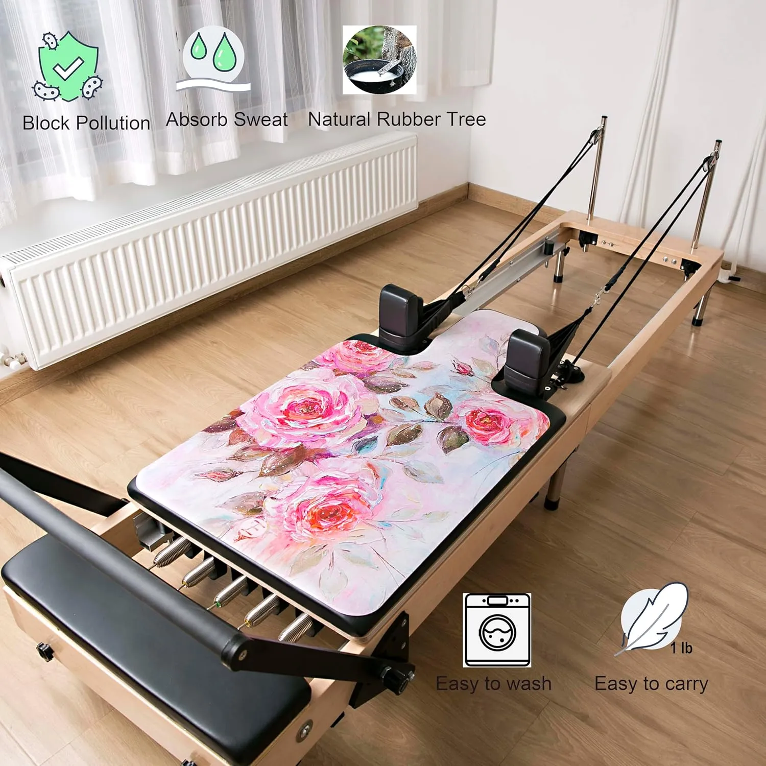 Echome Pilates Reformer Mat Towel with Shoulders, Pilates Reformer Cover with Great Grip, Easy to Wash Light Weight Portable