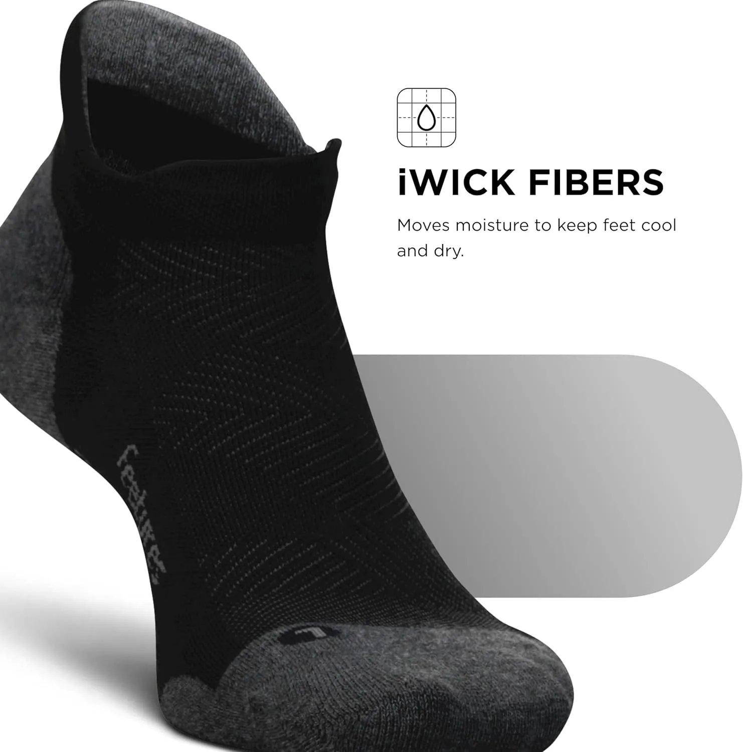 Feetures Elite Max Cushion No Show Tab Ankle Socks - Sport Sock with Targeted Compression