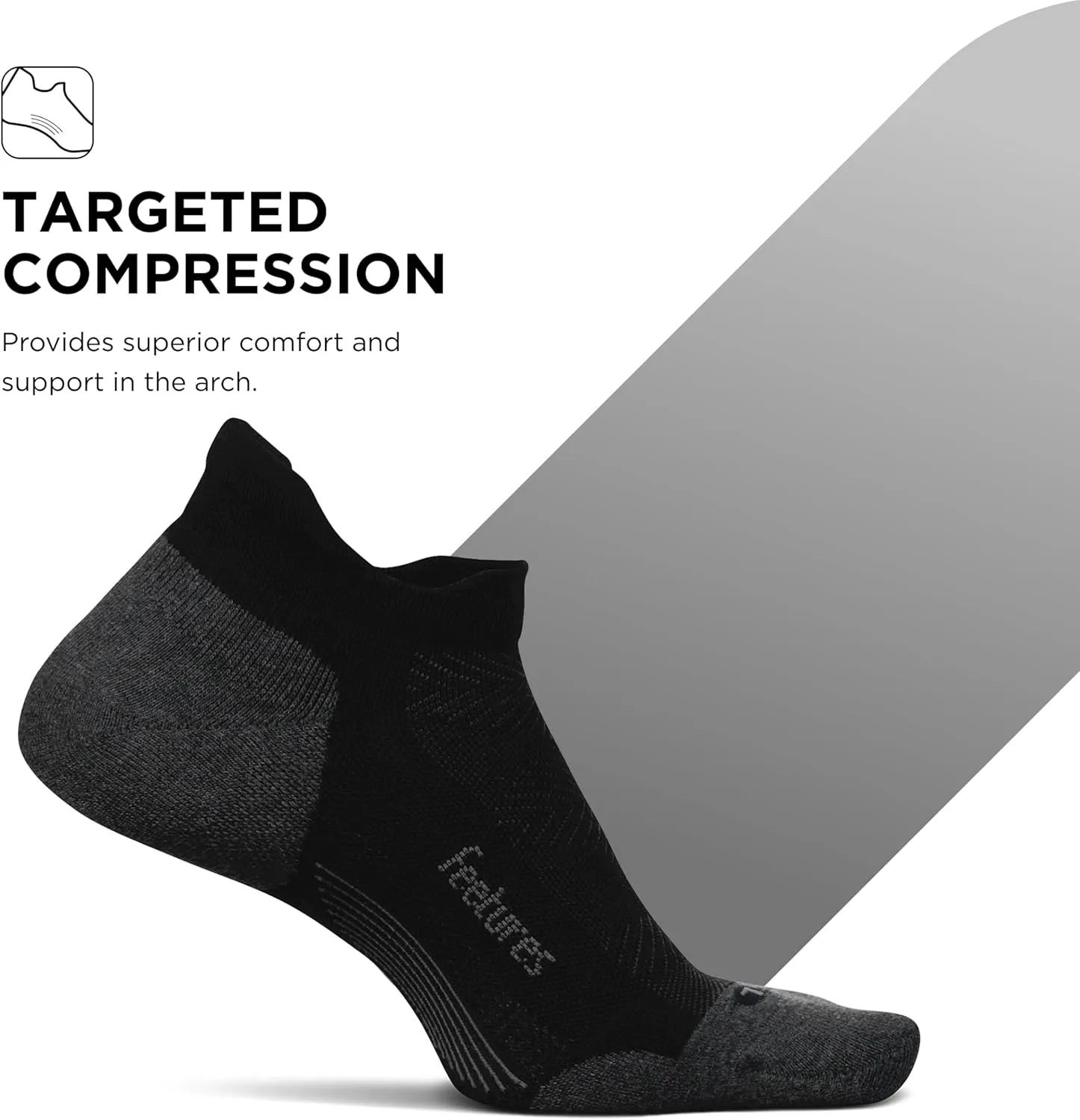Feetures Elite Max Cushion No Show Tab Ankle Socks - Sport Sock with Targeted Compression