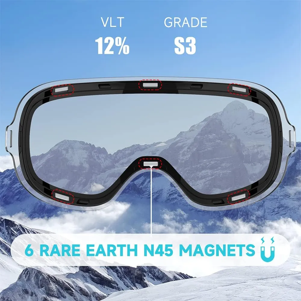 findway Ski Goggles OTG for Women Men Adult Youth-Over Glasses Snow Goggles-Interchangeable Lens,Anti Fog Snowboard Goggles