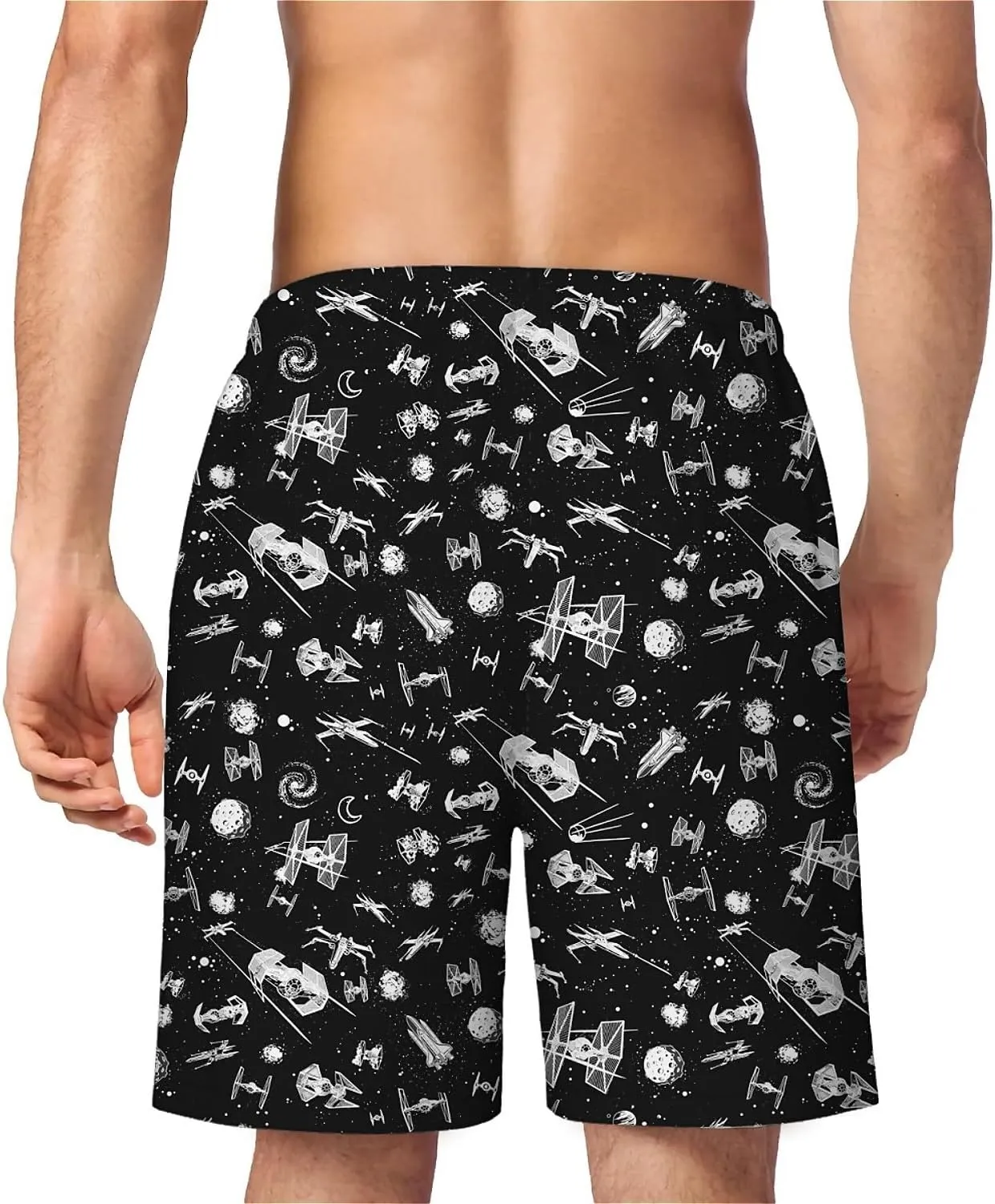 Galaxy Green Men's Swim Trunks Hawaiian Bathing Mesh Lining Suit Swimsuits Beach Shorts with Pockets