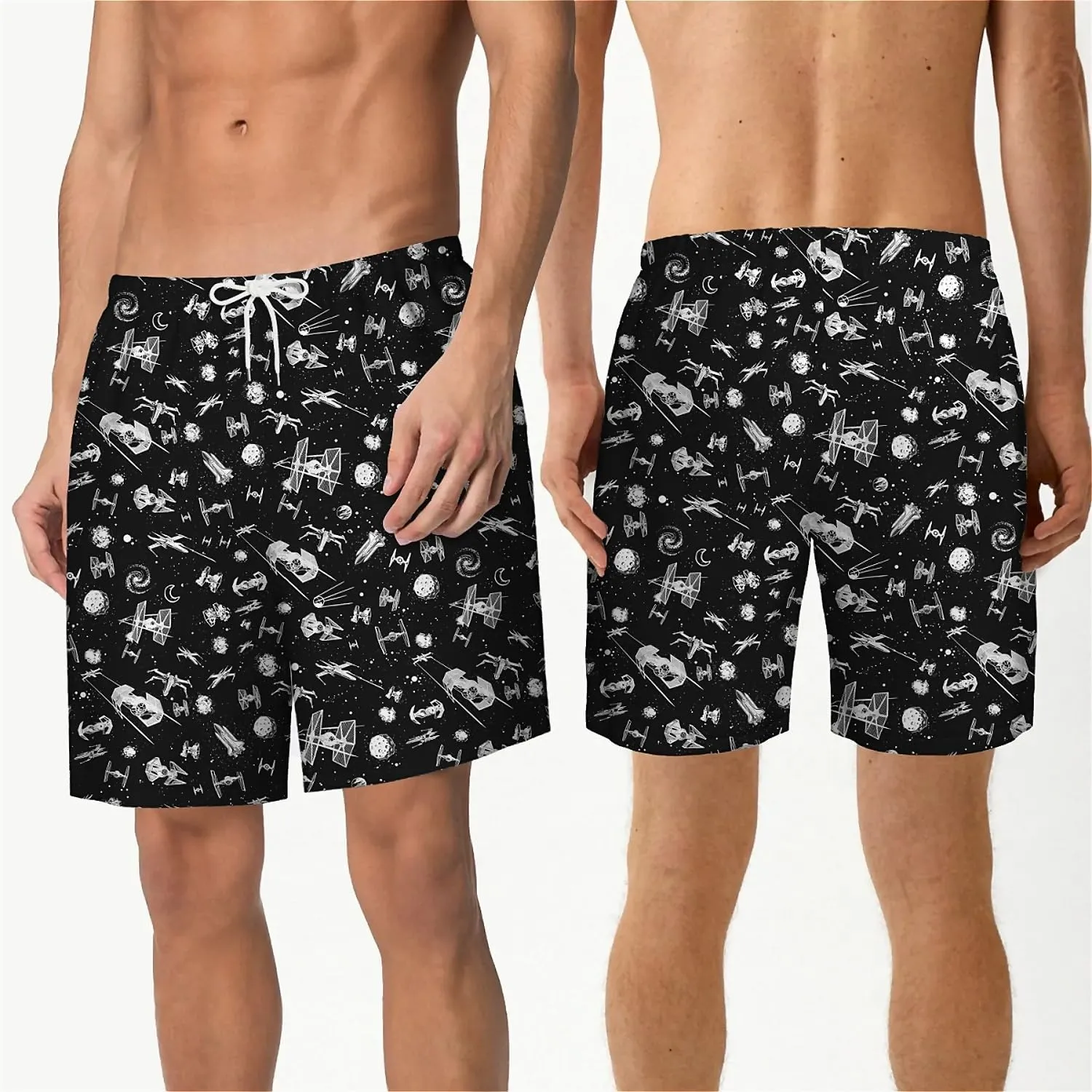 Galaxy Green Men's Swim Trunks Hawaiian Bathing Mesh Lining Suit Swimsuits Beach Shorts with Pockets