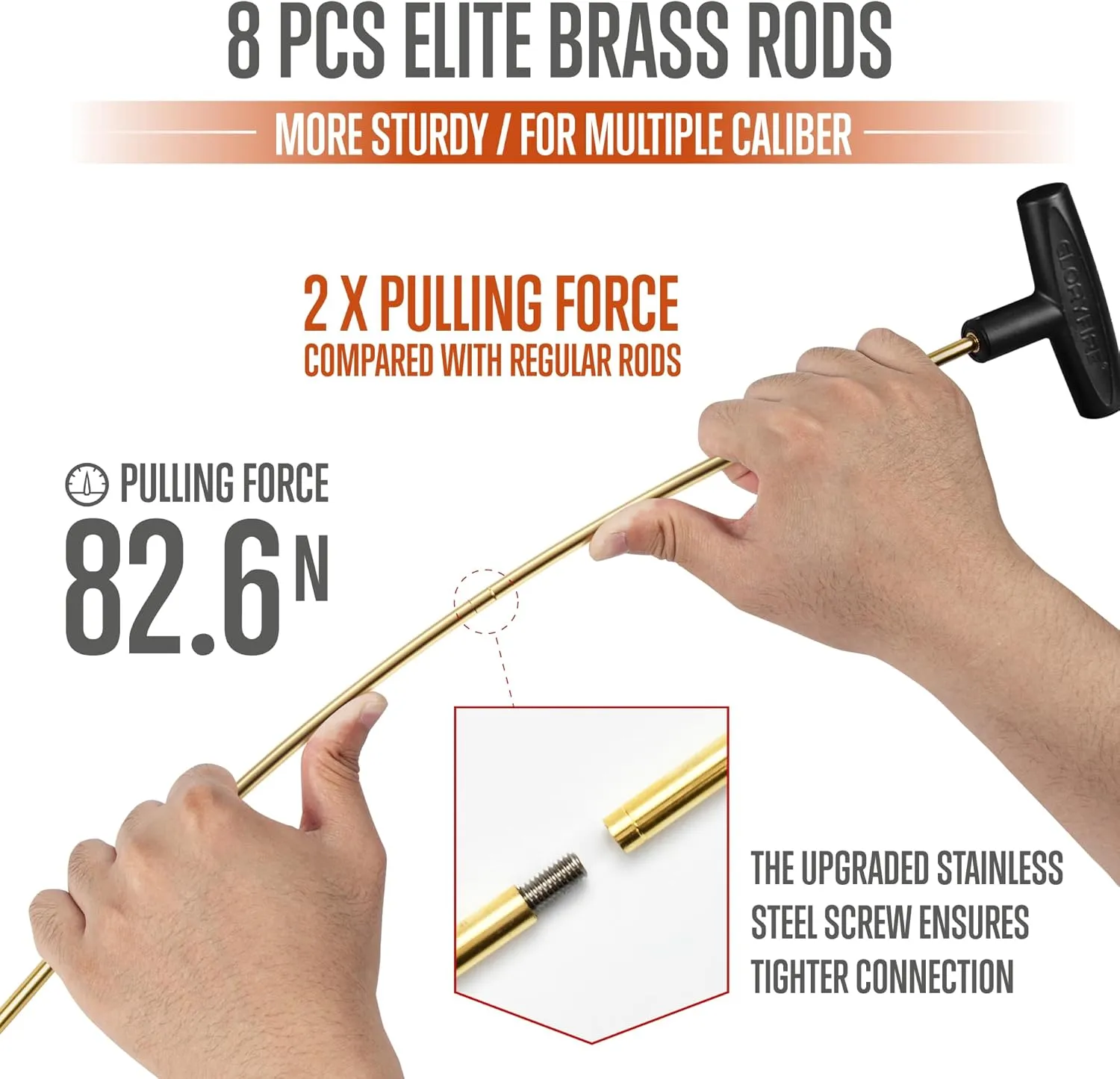 GLORYFIRE Elite Gun Cleaning Kit, Handgun Shotgun Pistol Universal Cleaning Kit with All Brass High-end Brushes, Jags, Reinforced and Lengthened Rods