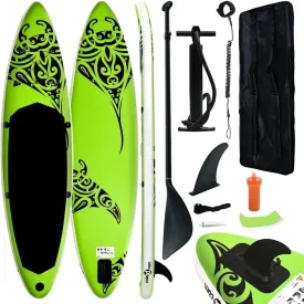 Inflatable Stand Up Paddleboard Set for Recreation and Small Wave Riding, Puncture-Proof Design, Green