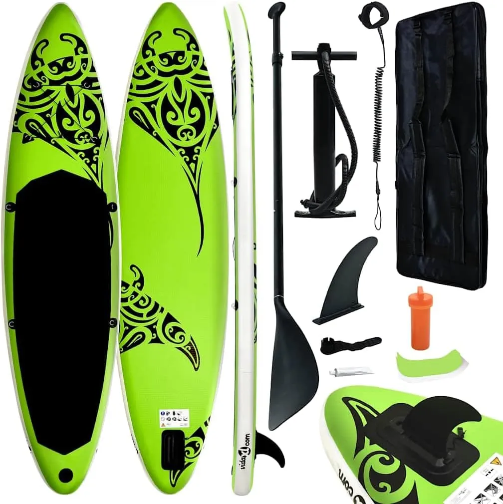 Inflatable Stand Up Paddleboard Set for Recreational Paddling and Small Wave Riding, 120.1" Green