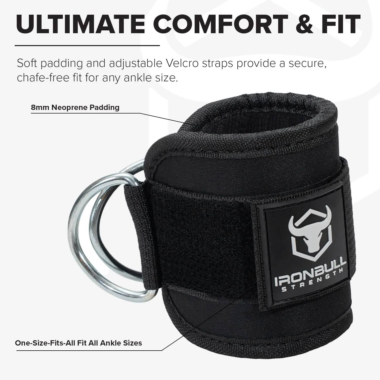 Iron Bull Strength Women's Ankle Strap for Cable Machines & Resistance Bands: Gym & Home Workout Cuff Attachment for Leg Extensions, Kickbacks, Hip Abductors - Booty Exercises