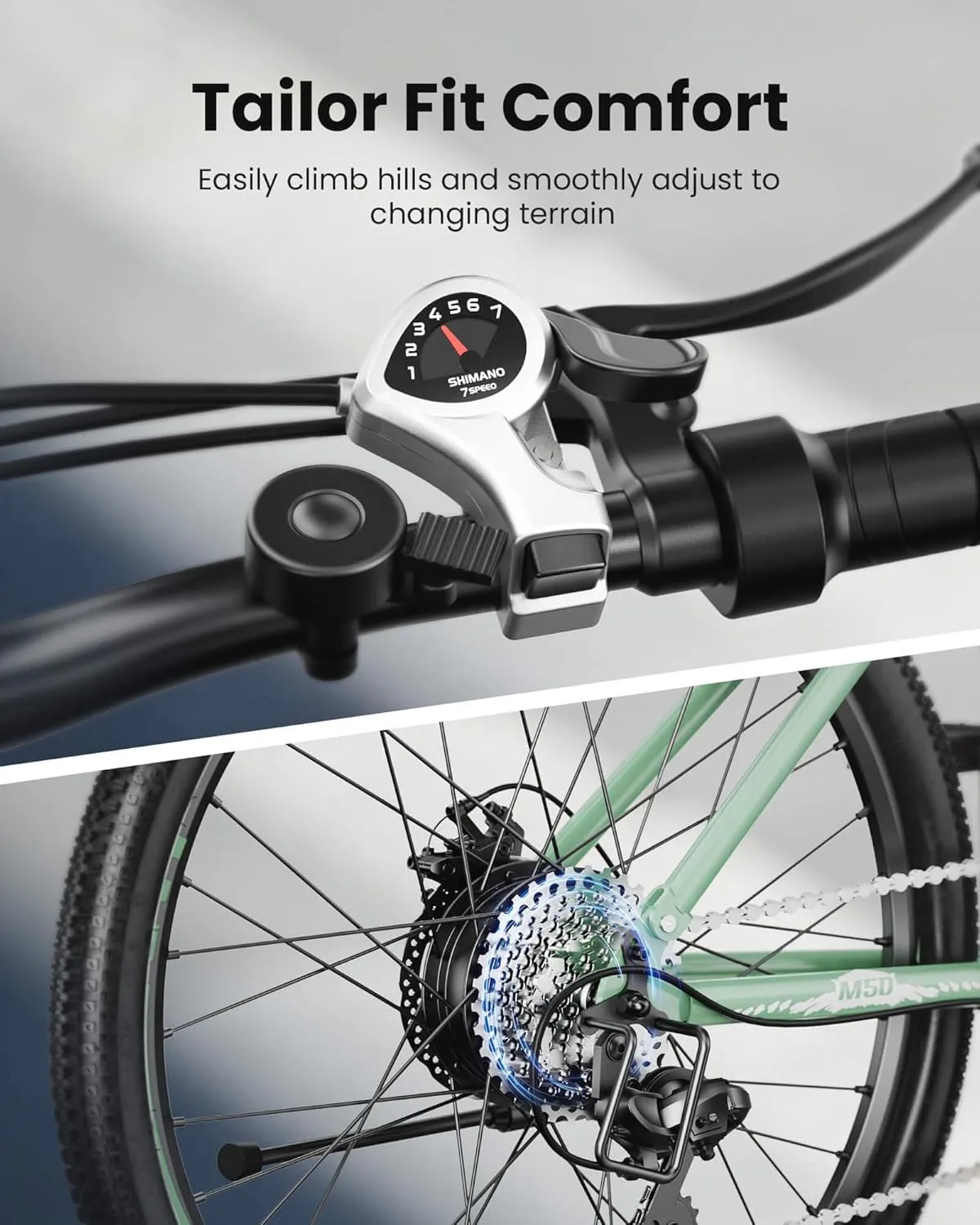 isinwheel M50 Electric Bike for Adults 27.5"2.3" ebike with 13Ah Removable Battery, Four-Link Suspension, 130 Lux Headlight, USB Charging Port, 20 mph Electric Mountain Bike with Cruise Control