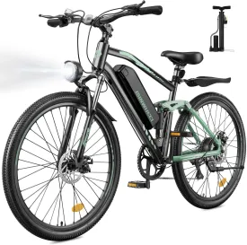 isinwheel M50 Electric Bike for Adults 27.5"2.3" ebike with 13Ah Removable Battery, Four-Link Suspension, 130 Lux Headlight, USB Charging Port, 20 mph Electric Mountain Bike with Cruise Control