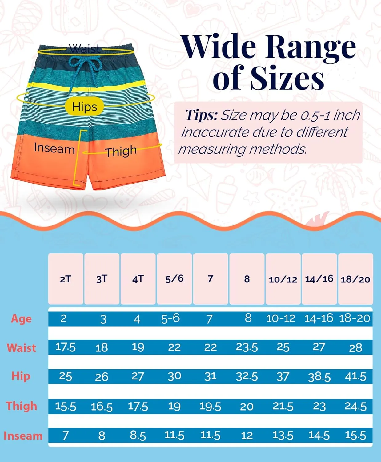 KAILUA SURF Boys' Swim Trunks Quick Dry Board Shorts with Mesh Liner, Sizes 2T-18/20
