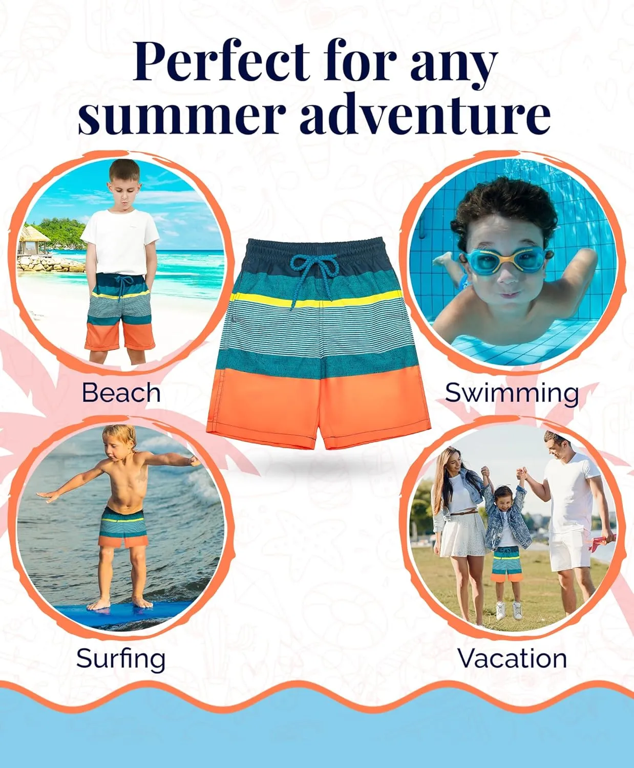KAILUA SURF Boys' Swim Trunks Quick Dry Board Shorts with Mesh Liner, Sizes 2T-18/20