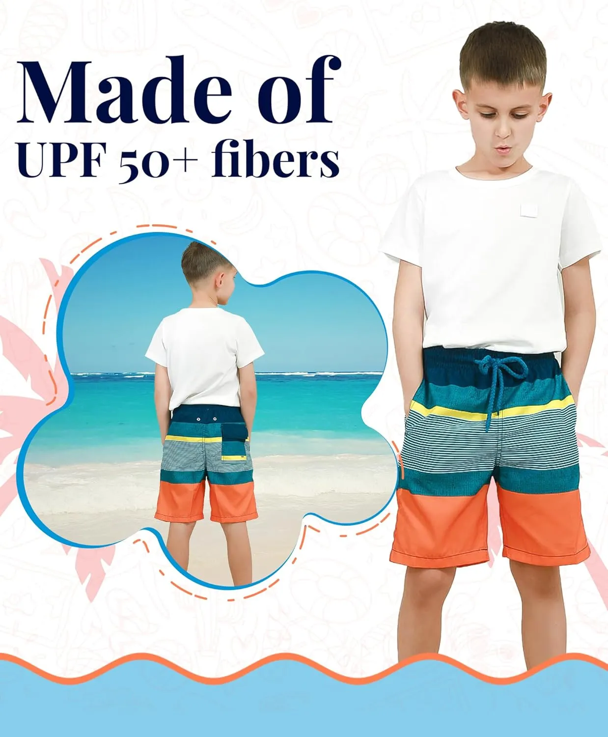 KAILUA SURF Boys' Swim Trunks Quick Dry Board Shorts with Mesh Liner, Sizes 2T-18/20