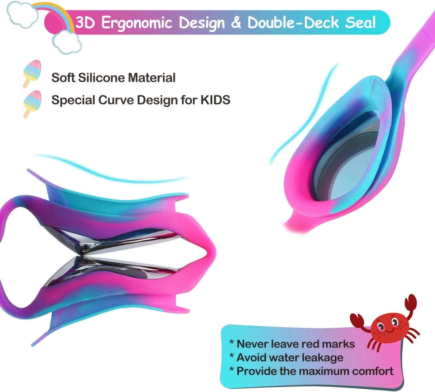Kids Swim Goggles, Swimming Goggles for Boys Girls Kid Toddlers Age 2-12