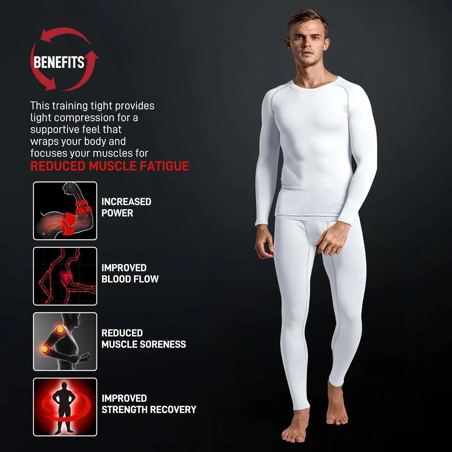 Mens Base Layer for Cycling Hiking Basketball Thermal Underwear Set for Ski Mens Compression Pants and Shirt Cool Dry
