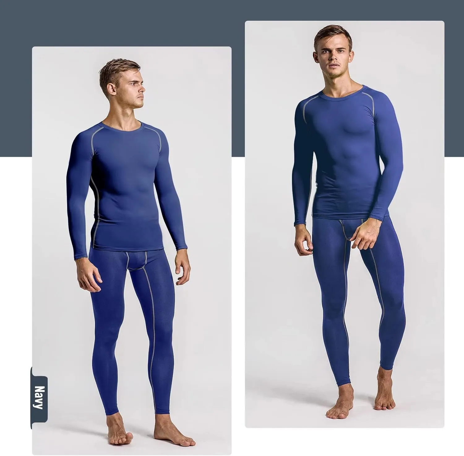 Mens Base Layer for Cycling Hiking Basketball Thermal Underwear Set for Ski Mens Compression Pants and Shirt Cool Dry