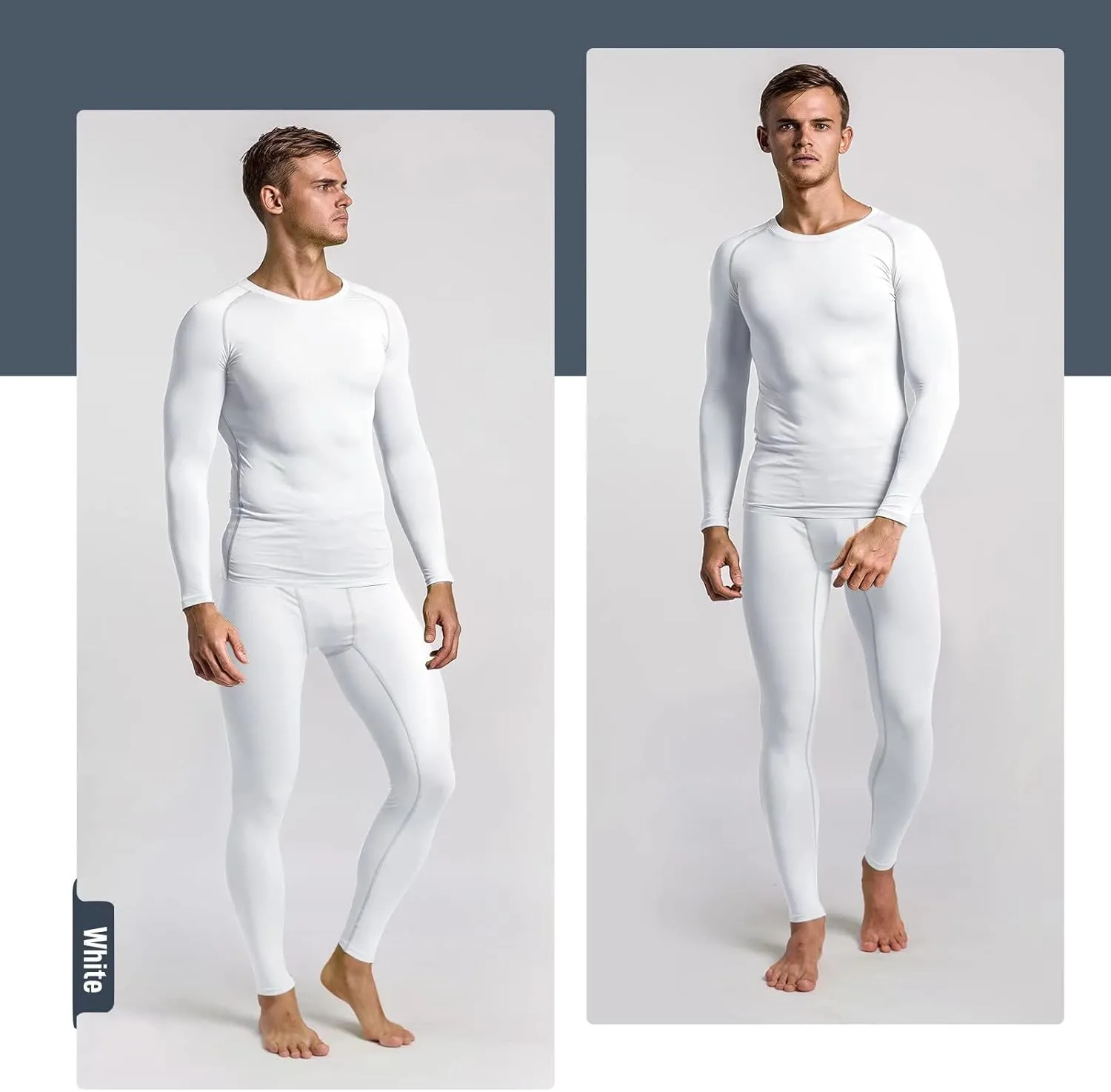 Mens Base Layer for Cycling Hiking Basketball Thermal Underwear Set for Ski Mens Compression Pants and Shirt Cool Dry