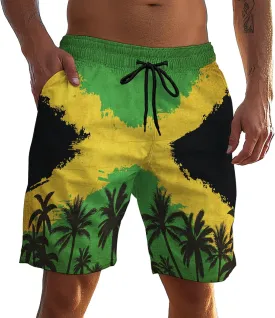 Men's Funny Cat Riding Unicorn with Gun Swim Trunks Boardshort Beach Shorts