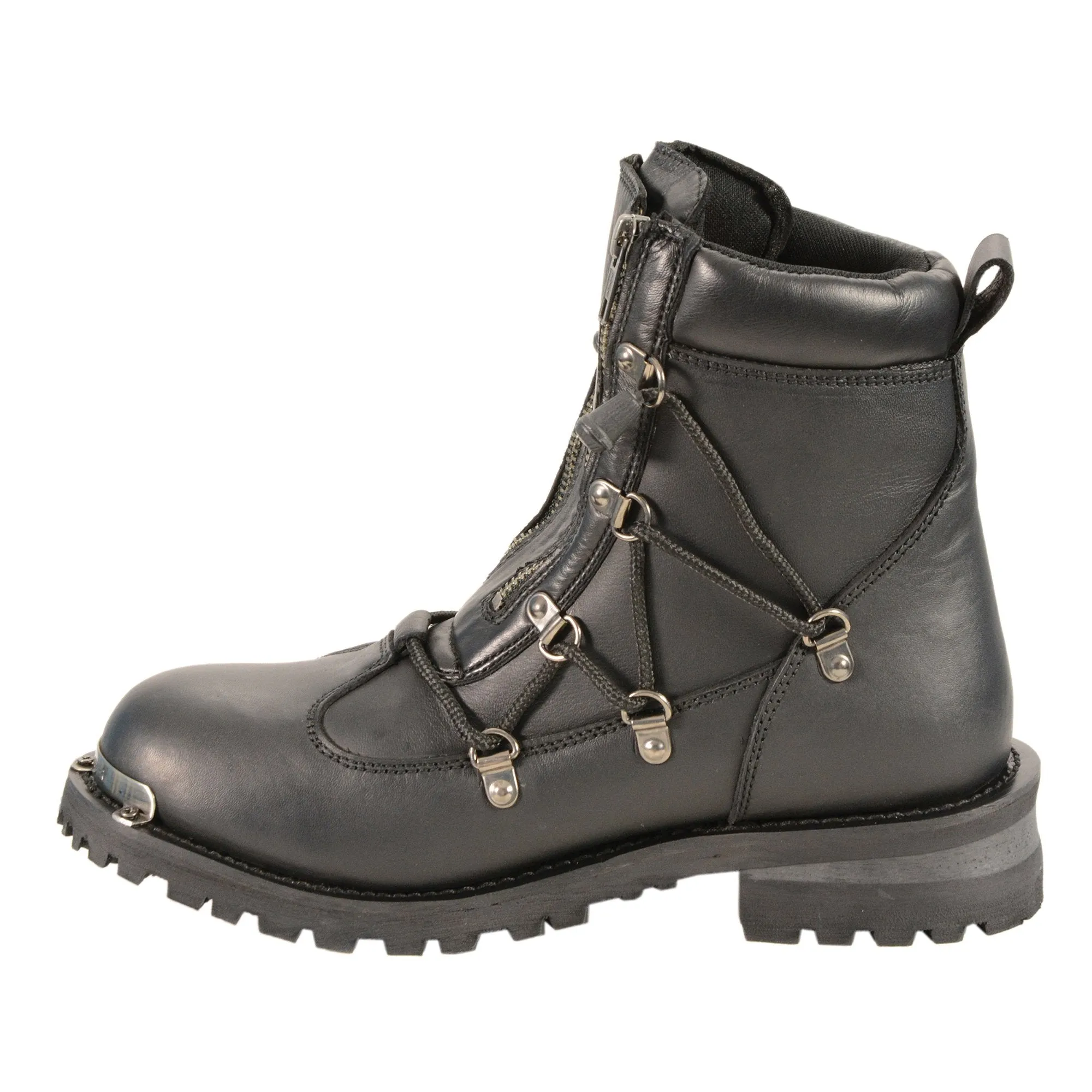 Milwaukee Leather Boots MBL9375 Women's 6in Twin Zipper Lock Plain Toe Leather Riding Boots