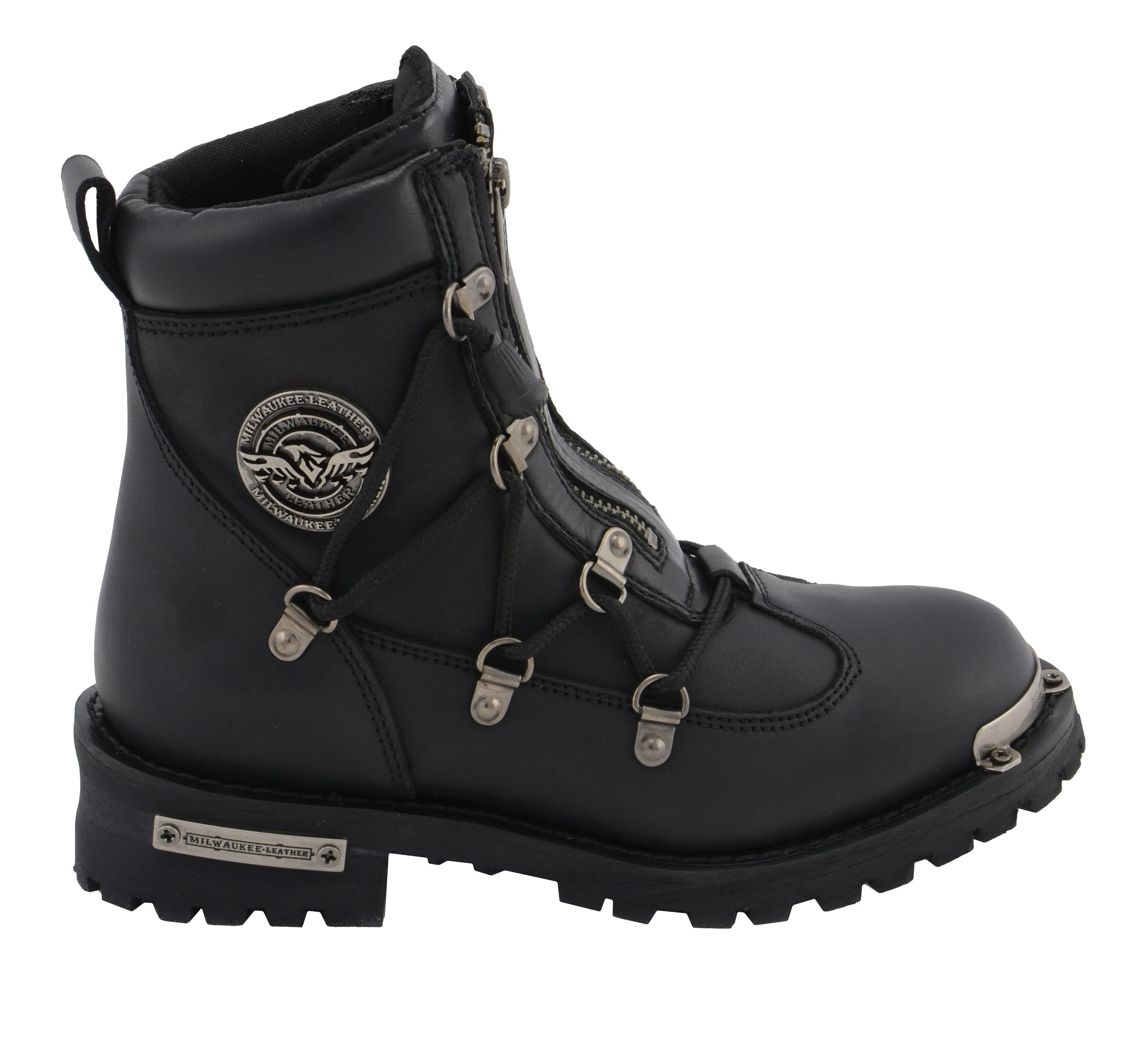 Milwaukee Leather Boots MBL9375 Women's 6in Twin Zipper Lock Plain Toe Leather Riding Boots