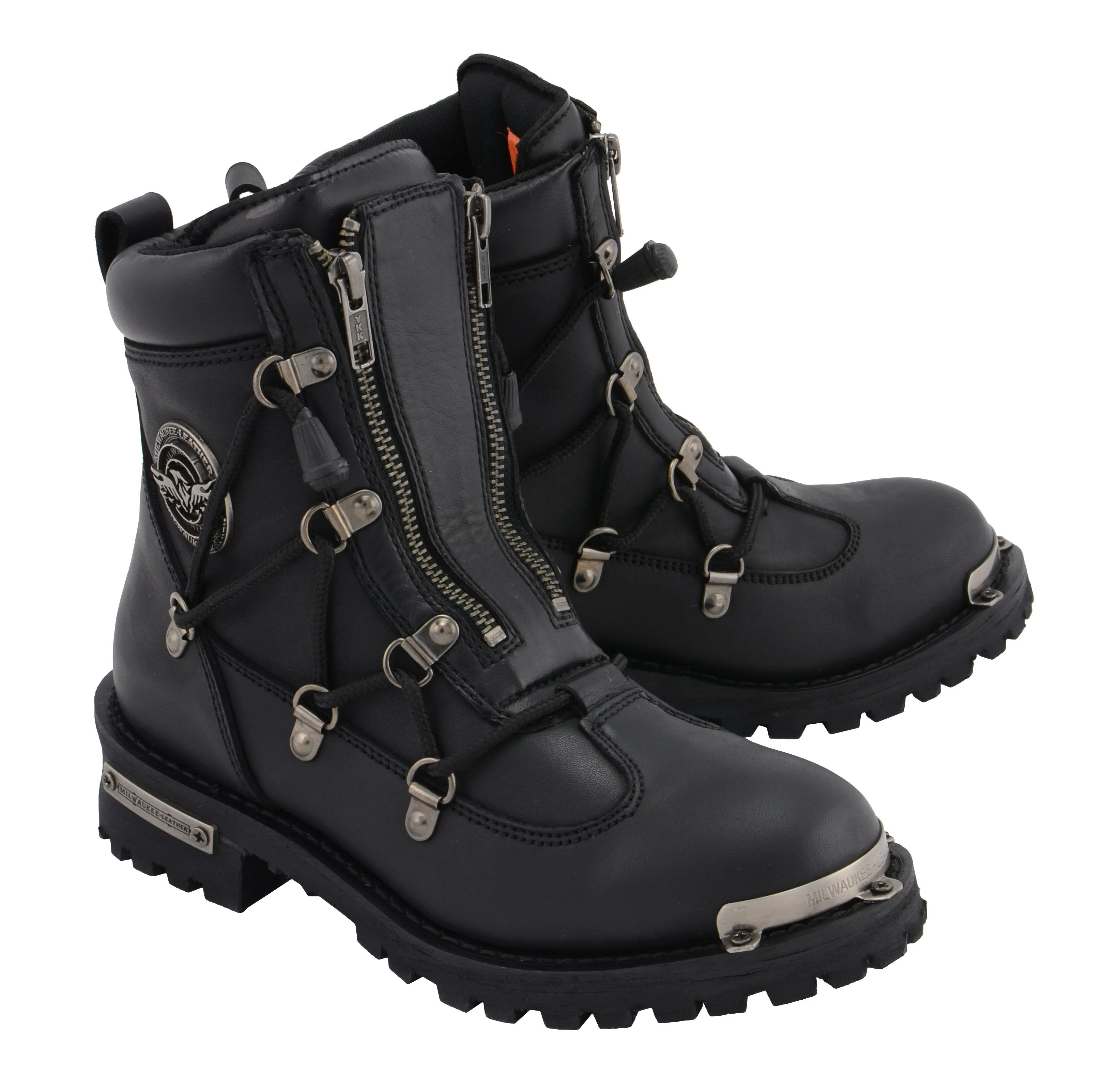 Milwaukee Leather Boots MBL9375 Women's 6in Twin Zipper Lock Plain Toe Leather Riding Boots
