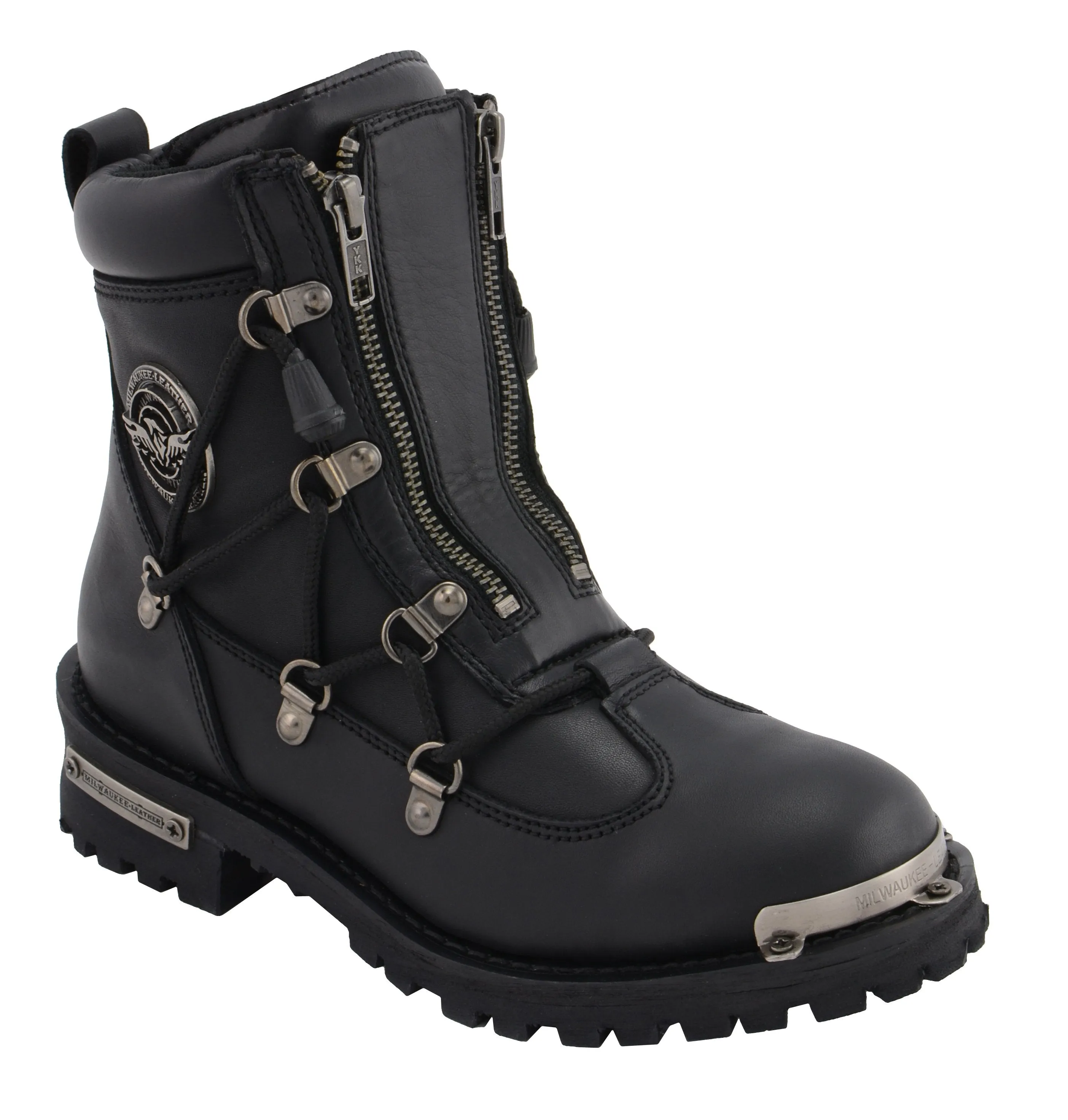 Milwaukee Leather Boots MBL9375 Women's 6in Twin Zipper Lock Plain Toe Leather Riding Boots