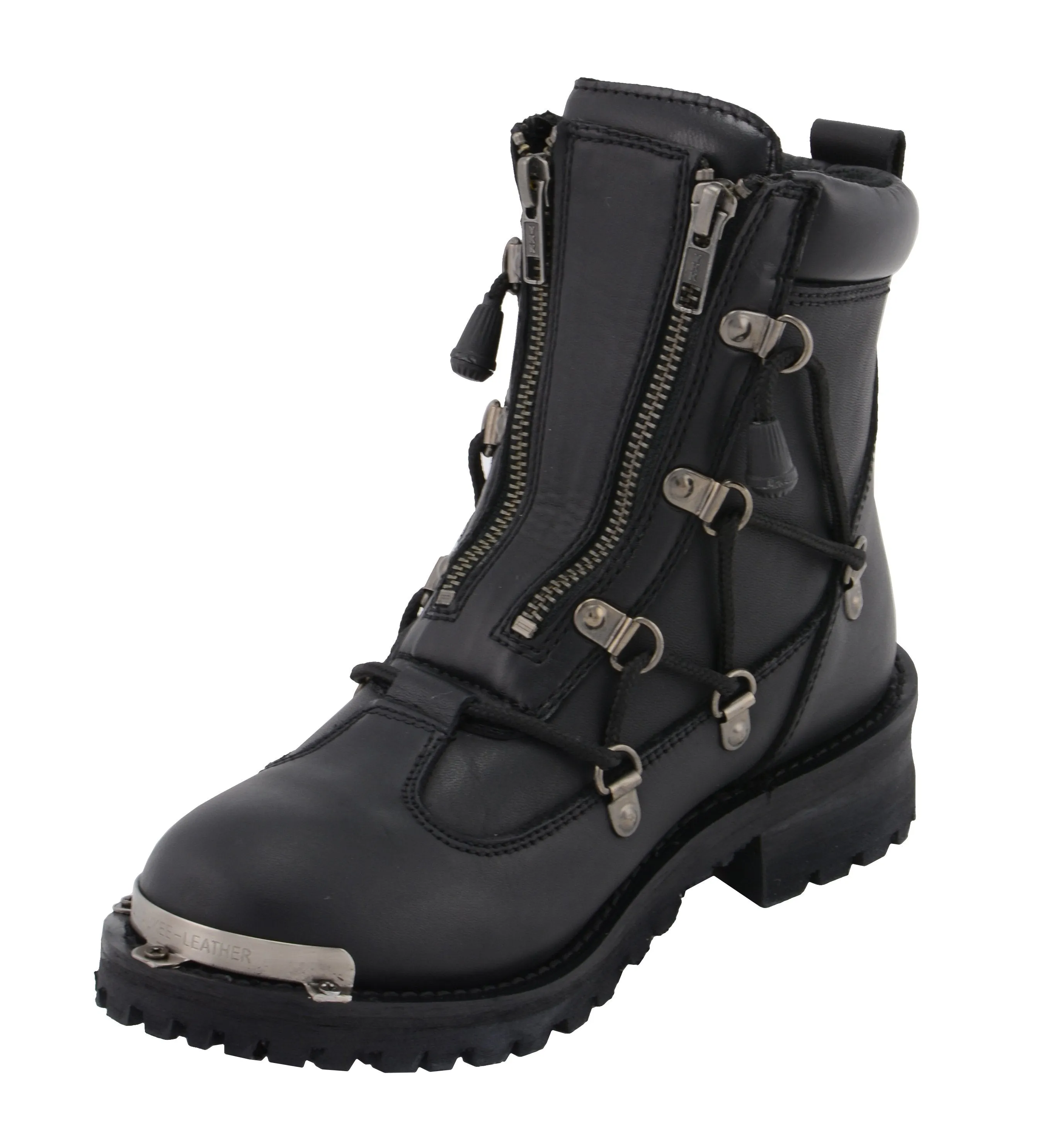 Milwaukee Leather Boots MBL9375 Women's 6in Twin Zipper Lock Plain Toe Leather Riding Boots
