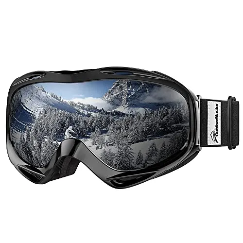 OutdoorMaster OTG Ski Goggles - Over Glasses Ski/Snowboard Goggles for Men, Women & Youth - 100% UV Protection (Black Frame   VLT 10% Grey Lens with REVO Silver)