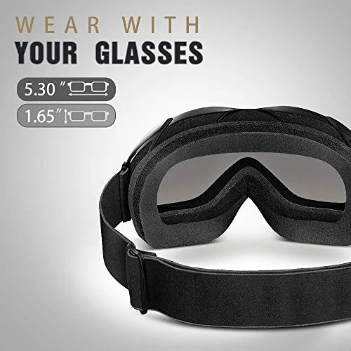 OutdoorMaster OTG Ski Goggles - Over Glasses Ski/Snowboard Goggles for Men, Women & Youth - 100% UV Protection (Black Frame   VLT 10% Grey Lens with REVO Silver)