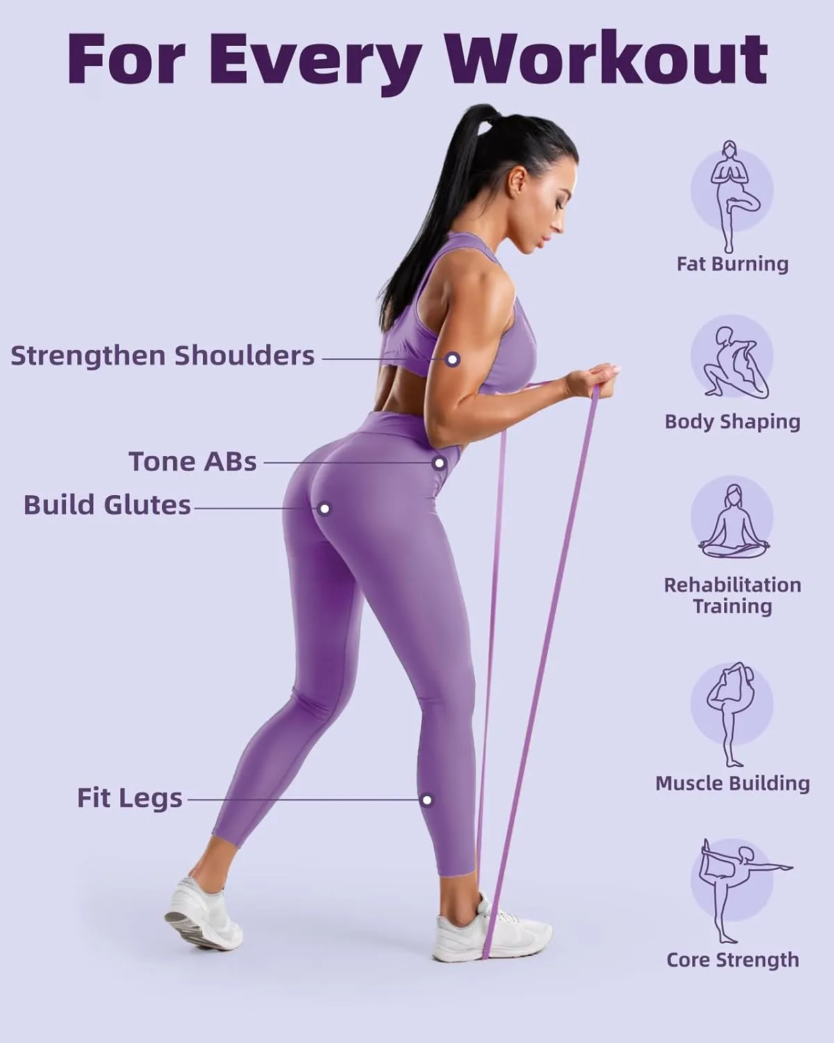 Pull Up Bands, Fitense Resistance Bands Set with Door Anchor, Stretching Assist Band, Portable Exercise, Muscle Training, Physical Therapy, Exercise Workout Bands for Working Out for Women
