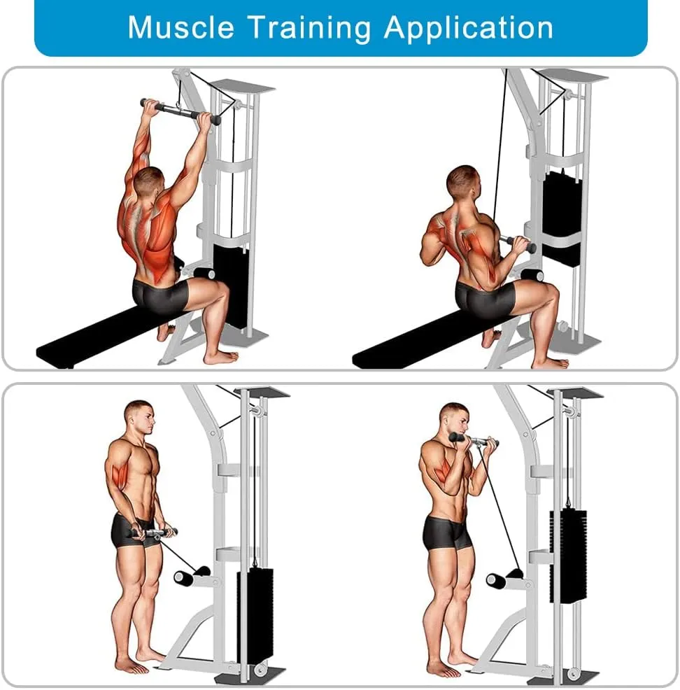 SELEWARE Rotating Straight Bar Cable Machines Attachments for Gym, Pull Down Bar Press Down Bar with Non-Slip Rubber Handle, Universal Attachment for Cable Machines
