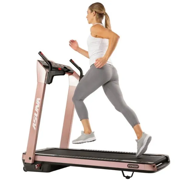 SpaceFlex Pink Running Treadmill with Auto Incline Foldable Wide Deck