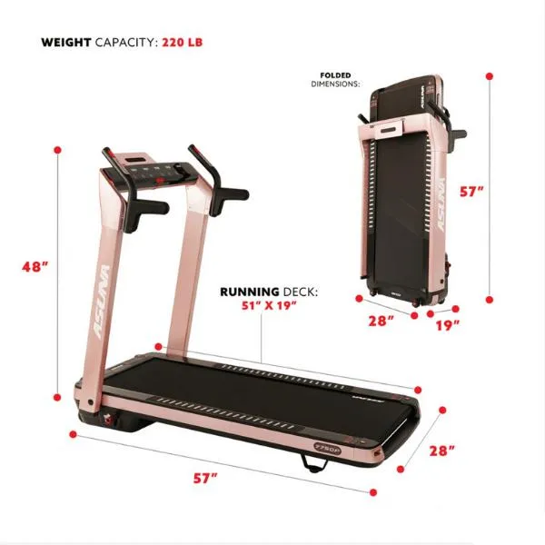 SpaceFlex Pink Running Treadmill with Auto Incline Foldable Wide Deck