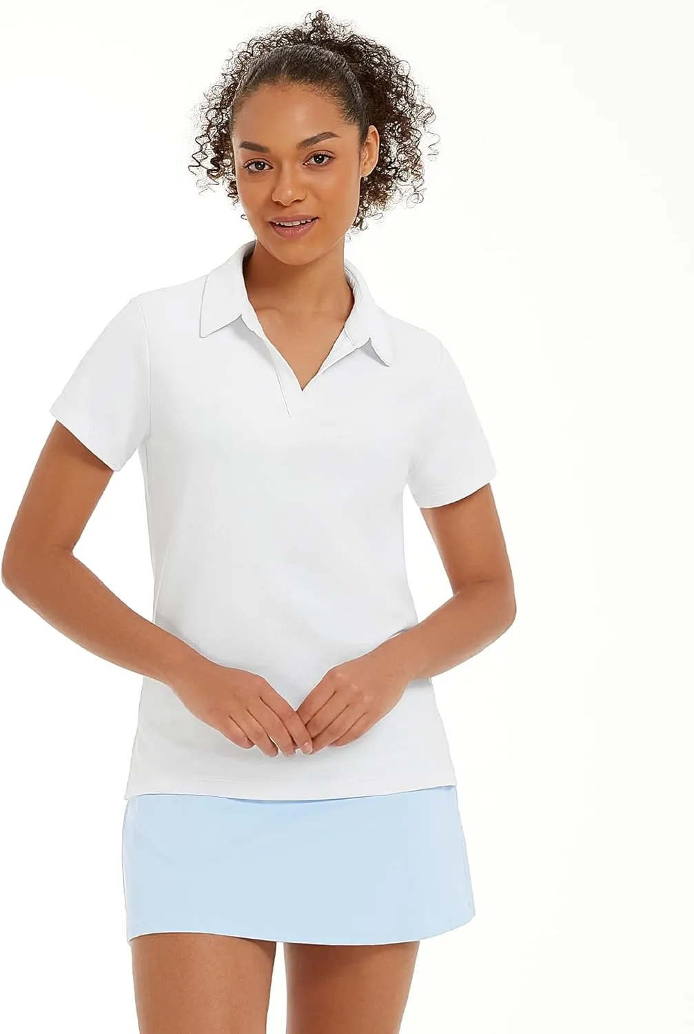 Stelle Womens V-Neck Polo | Quick-Drying Collared Golf Shirt with UV Protection
