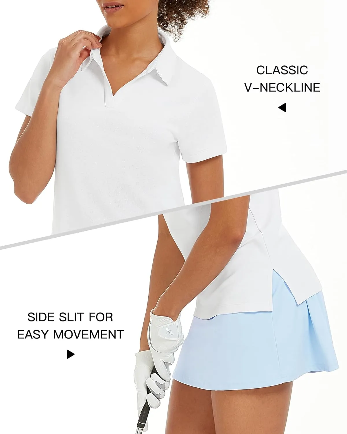 Stelle Womens V-Neck Polo | Quick-Drying Collared Golf Shirt with UV Protection