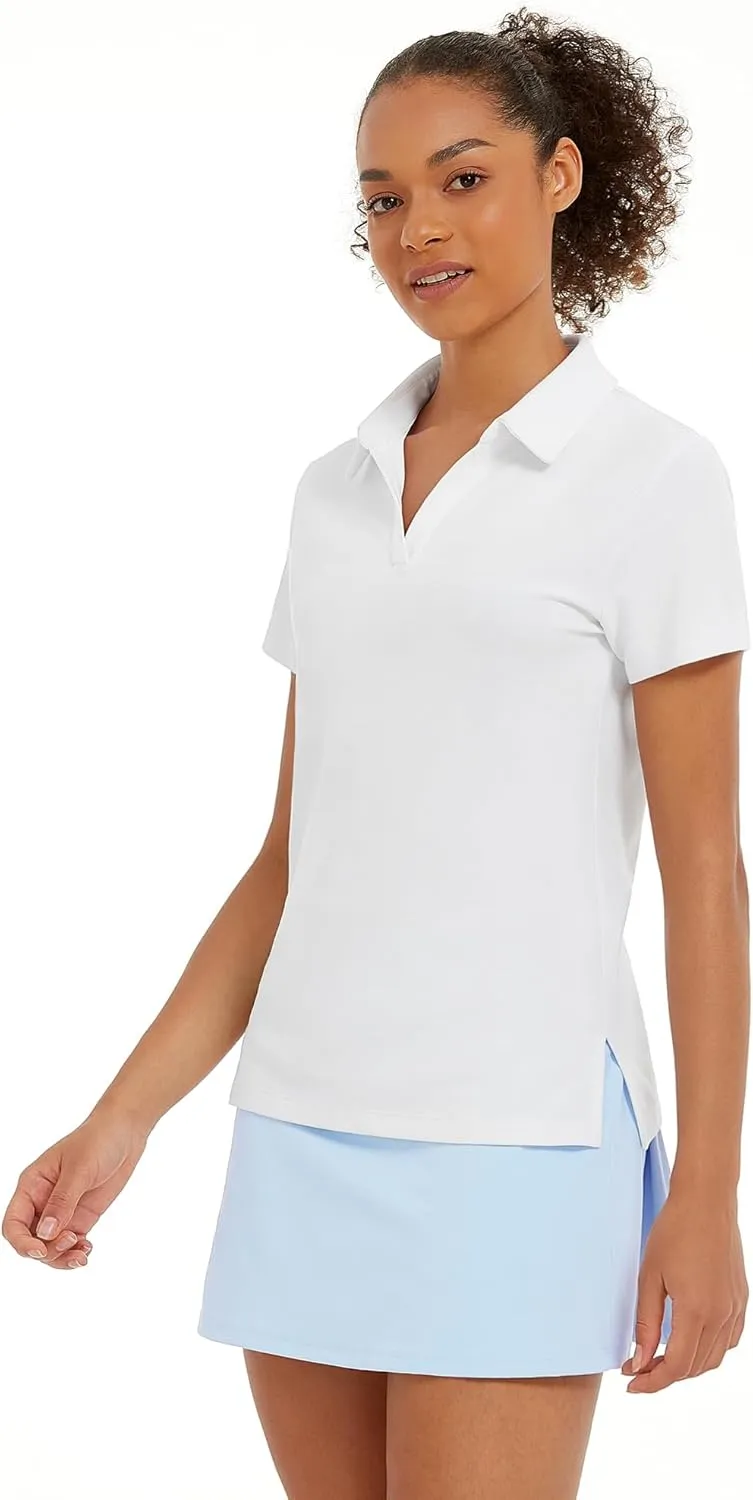 Stelle Womens V-Neck Polo | Quick-Drying Collared Golf Shirt with UV Protection