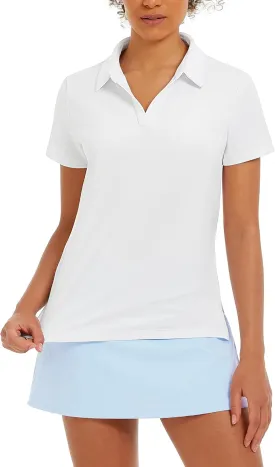 Stelle Womens V-Neck Polo | Quick-Drying Collared Golf Shirt with UV Protection