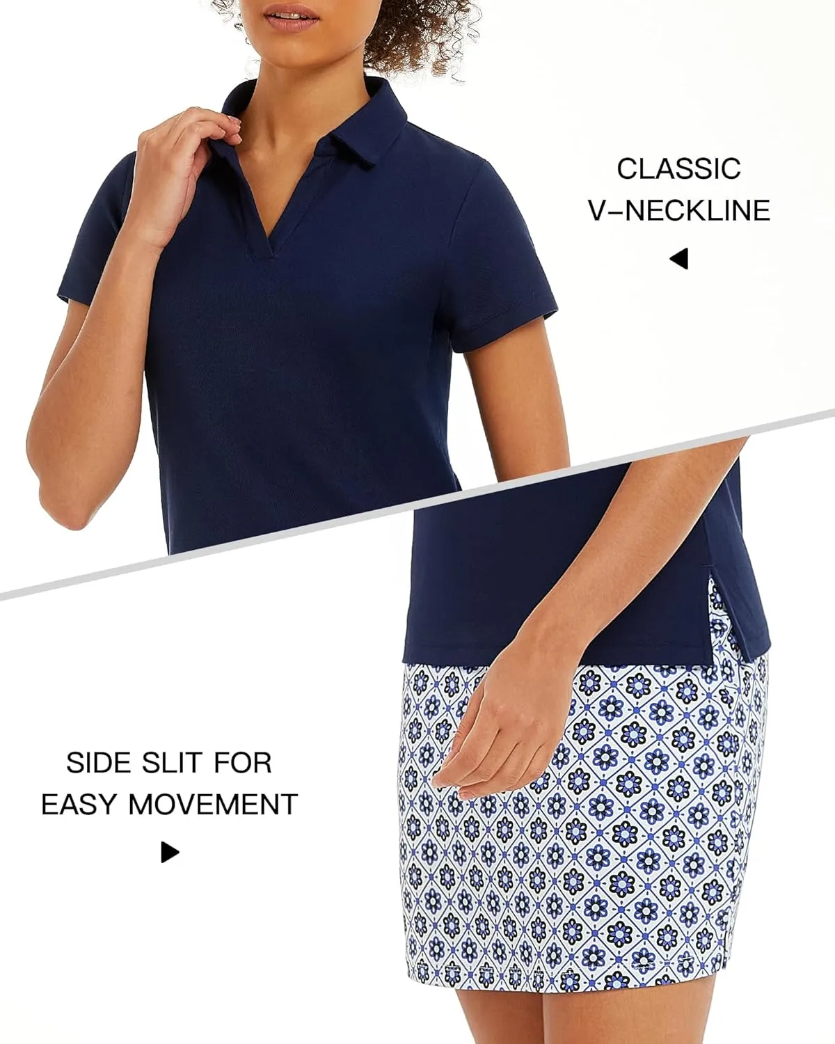 Stelle Womens V-Neck Polo | Quick-Drying Collared Golf Shirt with UV Protection