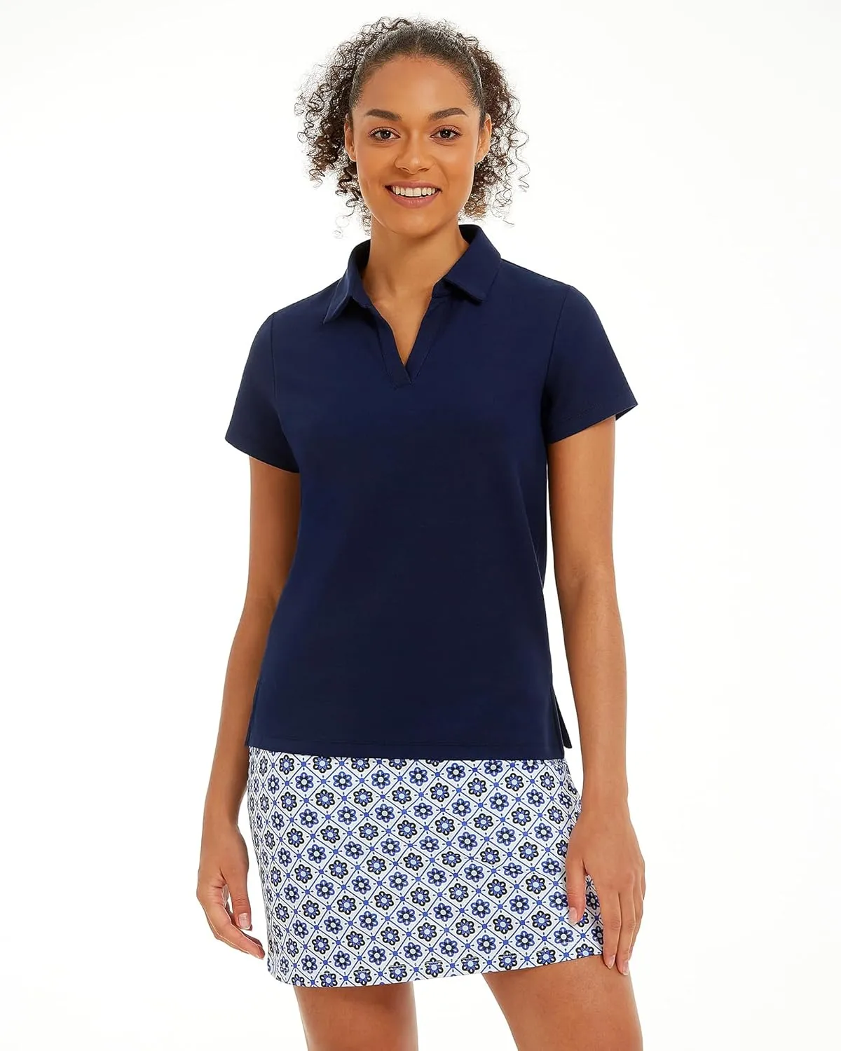 Stelle Womens V-Neck Polo | Quick-Drying Collared Golf Shirt with UV Protection