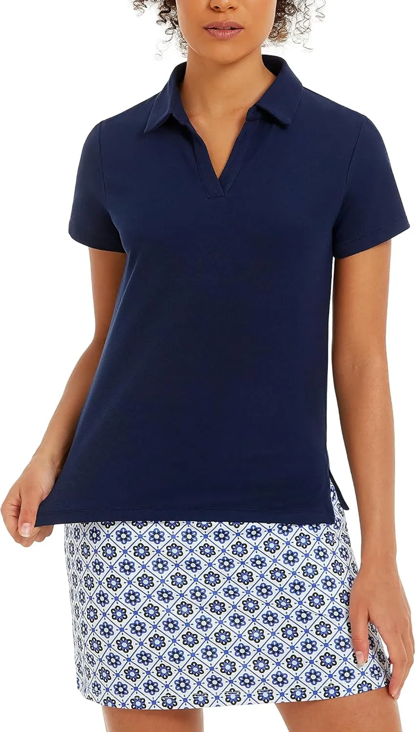 Stelle Womens V-Neck Polo | Quick-Drying Collared Golf Shirt with UV Protection