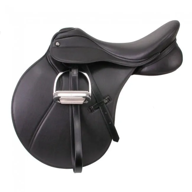 Tough1 EquiRoyal Synthetic All Purpose Saddle, Wide Tree, Black