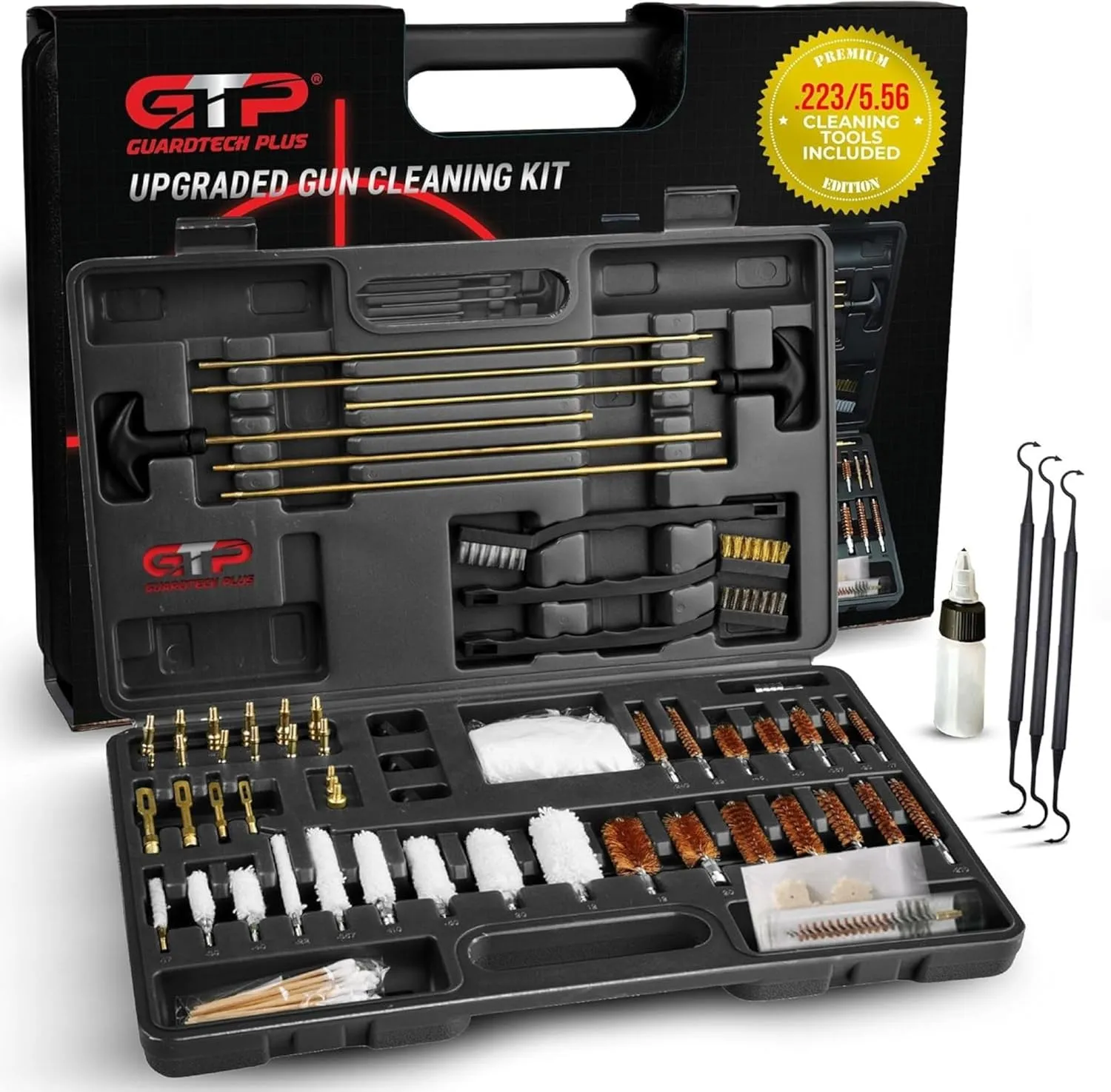 Universal Gun Cleaning Kit  Pro-Grade Rifle, Handgun & Shotgun Cleaner with Brass Jags, Rods, Brushes & Patches with .223/5.56 Cleaning Tools, Complete Firearm Maintenance for All Guns