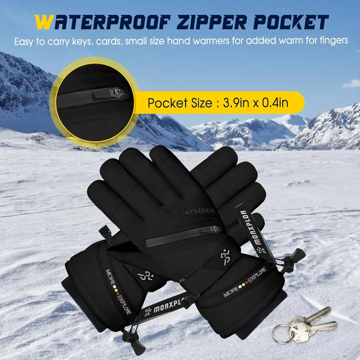 Winter Ski Snow Gloves Men Women,Waterproof Windproof Touchscreen Snowboard Gloves,3M Thinsulate Insulated Warm Winter Snowmobile Gloves