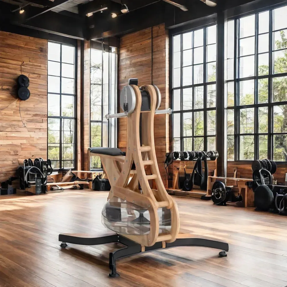 Wooden Rowing Machine Home Gym Cardio Equipment for Exercise Water Rower and Sailing Trainer